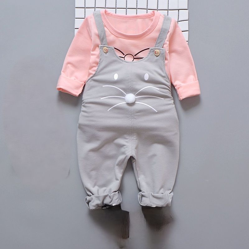 D-baby 0-4y Autumn Kids Hoodied Jacket+Pants 2 Pcs Children Sport Suits Girls Clothes Set