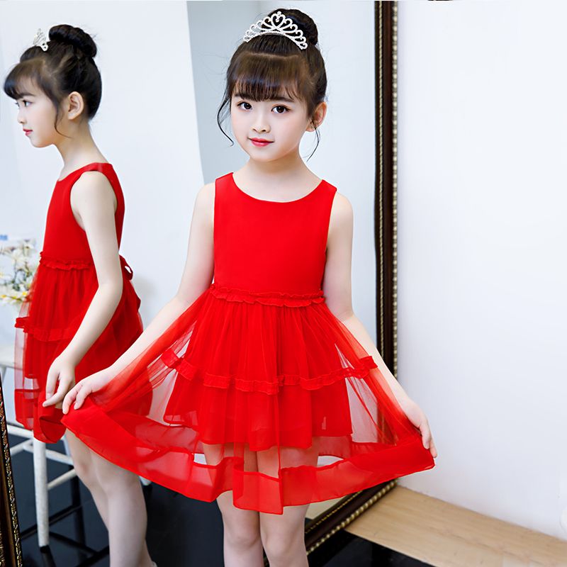 D-baby 1-10y Flower Girls Dress Sleeveless Tutu Princess Wedding Dress Formal Children Party Dress