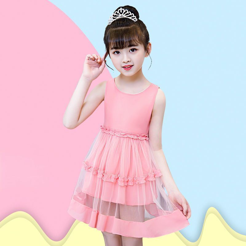 D-baby 1-10y Flower Girls Dress Sleeveless Tutu Princess Wedding Dress Formal Children Party Dress