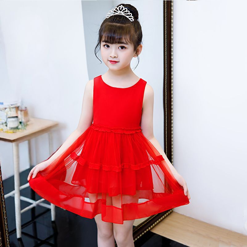 D-baby 1-10y Flower Girls Dress Sleeveless Tutu Princess Wedding Dress Formal Children Party Dress