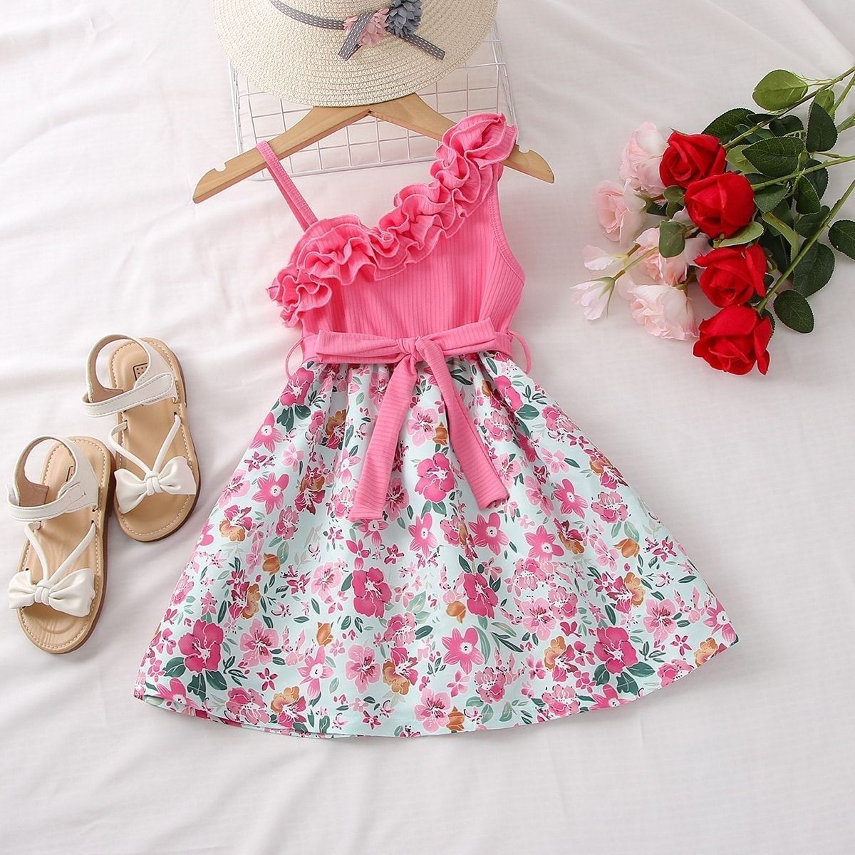 D-baby 1-10y Girl elegant flower princess dress kids wedding dress party dress performance clothes