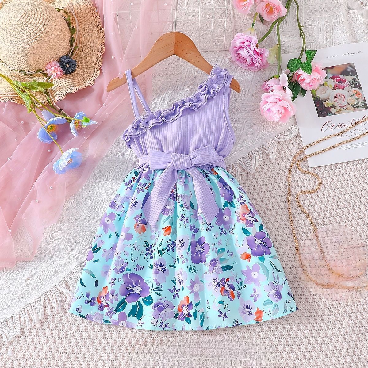 D-baby 1-10y Girl elegant flower princess dress kids wedding dress party dress performance clothes
