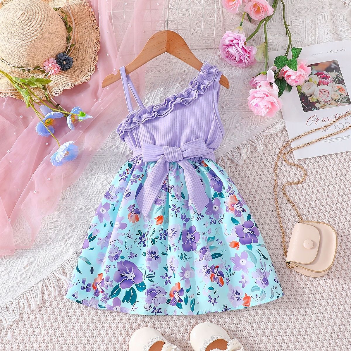 D-baby 1-10y Girl elegant flower princess dress kids wedding dress party dress performance clothes