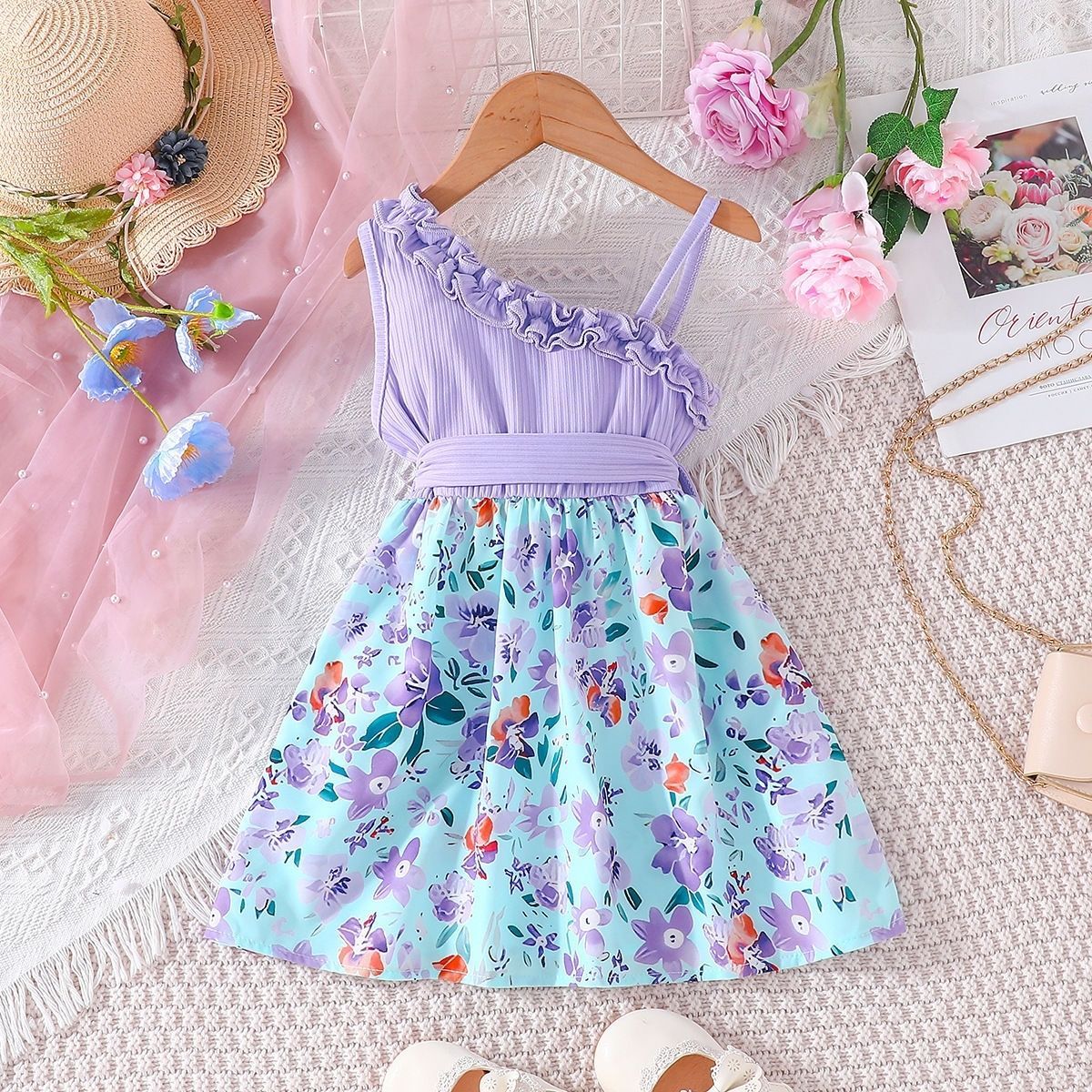 D-baby 1-10y Girl elegant flower princess dress kids wedding dress party dress performance clothes