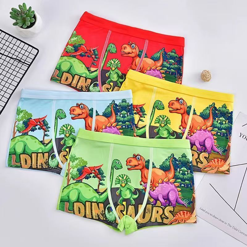 D-baby 4PCS (2-9Y) Little Big Boys Soft Modal+Cotton Boxer Briefs Underwear Print