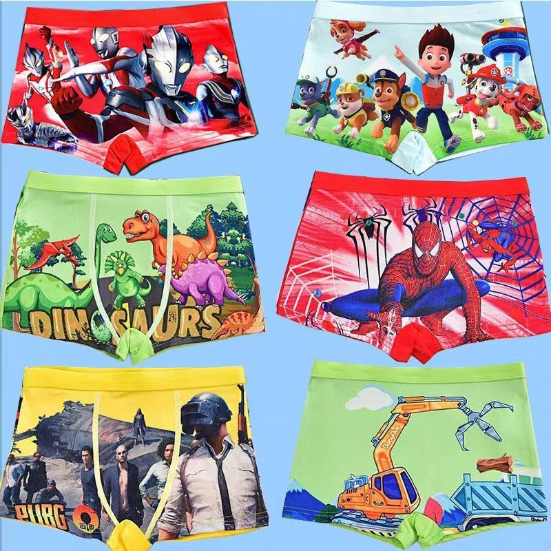 D-baby 4PCS (2-9Y) Little Big Boys Soft Modal+Cotton Boxer Briefs Underwear Print