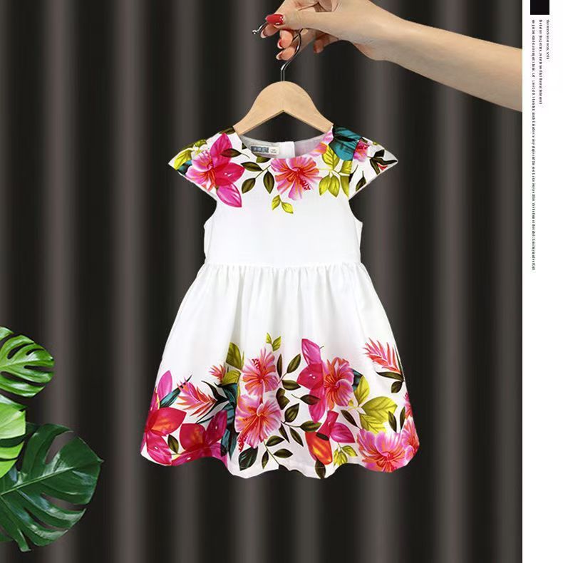 D-baby Girls Summer New Print Sleeveless Suspender Dress Girls Bohemian Style Backless Dresses