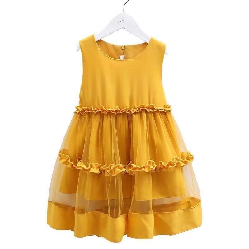D-baby 1-10y Flower Girls Dress Sleeveless Tutu Princess Wedding Dress Formal Children Party Dress
