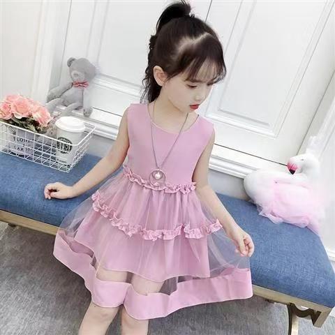 D-baby 1-10y Flower Girls Dress Sleeveless Tutu Princess Wedding Dress Formal Children Party Dress