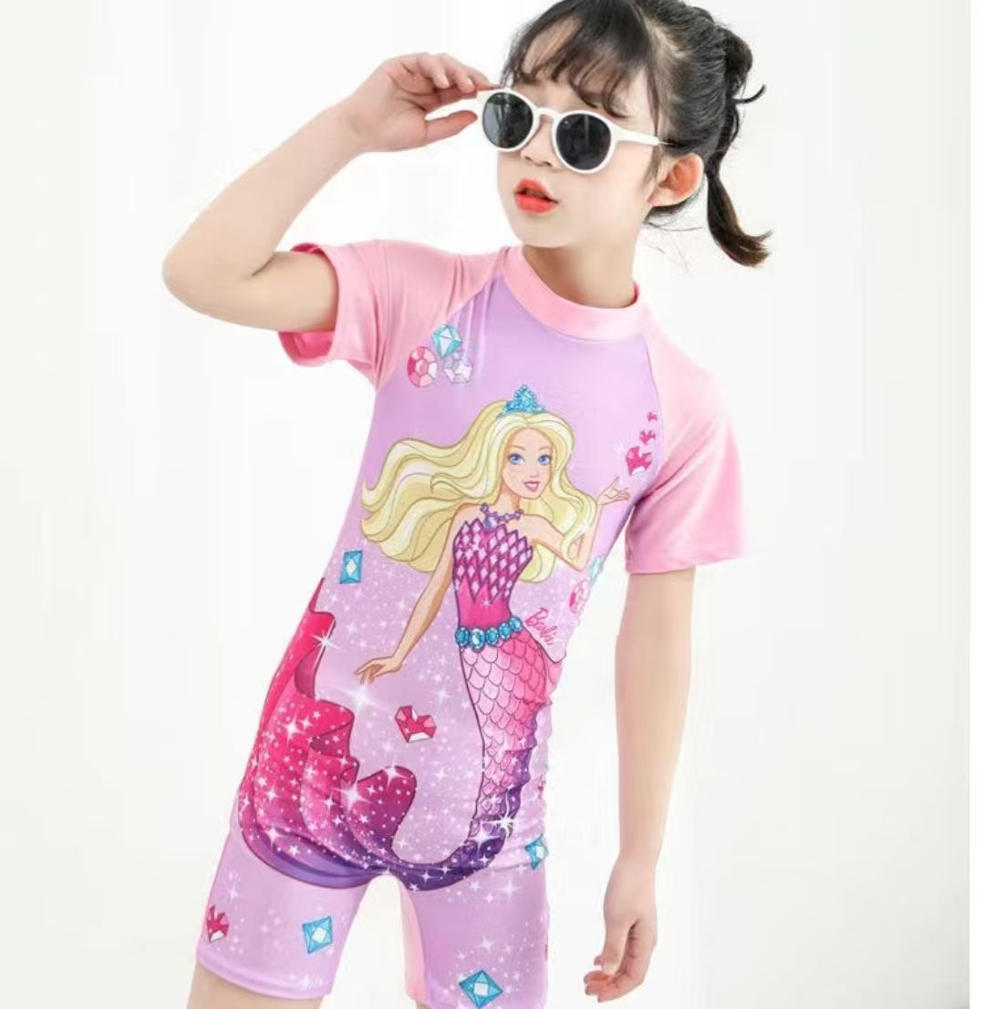 D-baby Girls Swimwear One Piece Princess Swim Clothes Girls Swimsuit