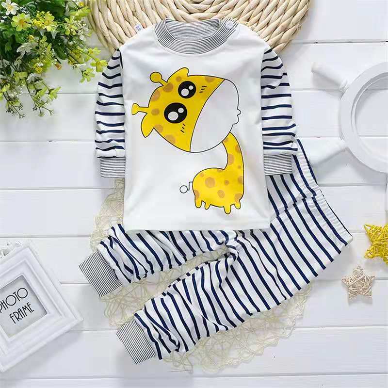 D-baby Autumn Boys Girls Clothing Pure Cotton Set Baby Outfit Top+Pants Sport Toddler Tracksuit