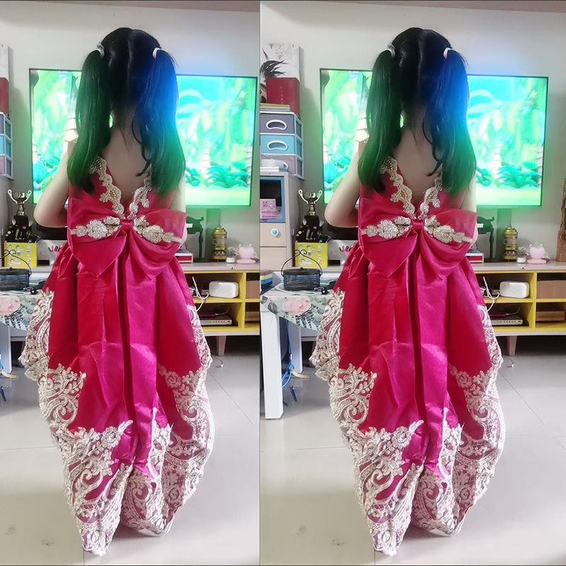 D-baby girl princess dress noble flower lace children's birthday party stage dress baby wedding dress formal dress