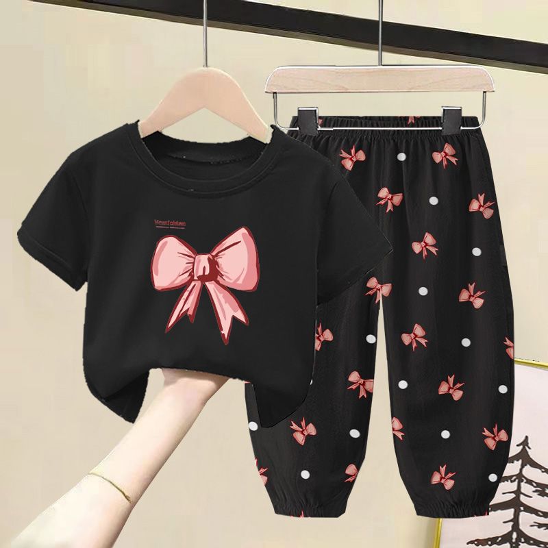 D-baby 2Pcs 1-7Y Girls Clothes Sofia Printing Top And trousers Kids Summer Wear Kids Suits