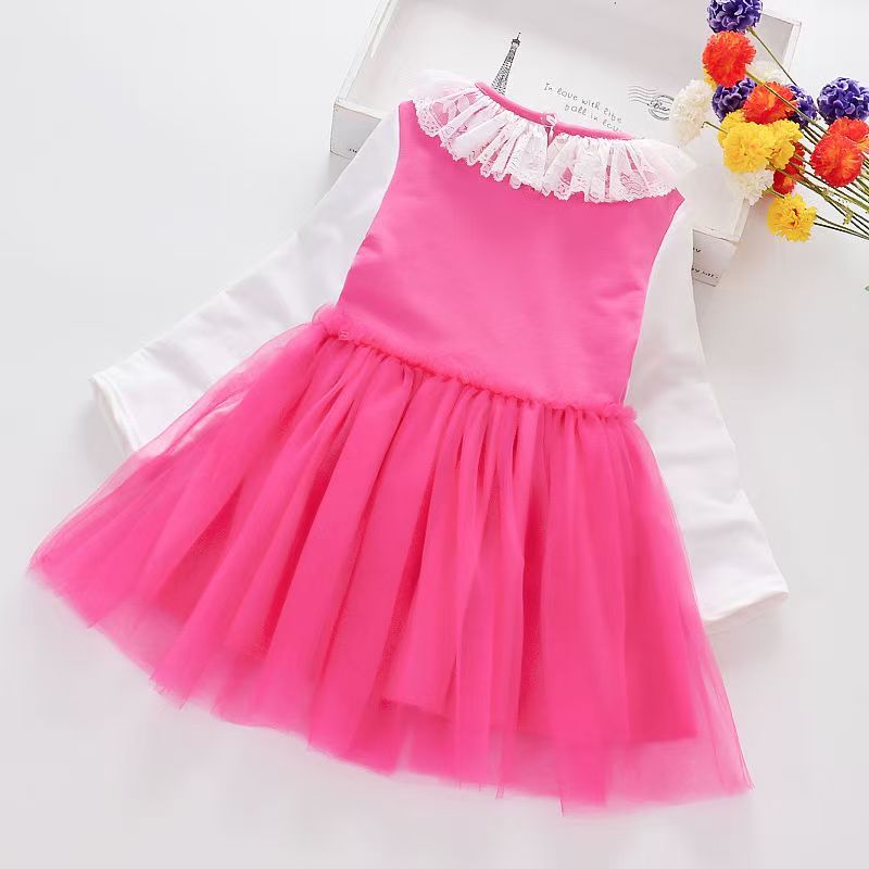 D-baby Christmas dress Children's clothing baby princess dress Girls bow lace kids birthday Party dress