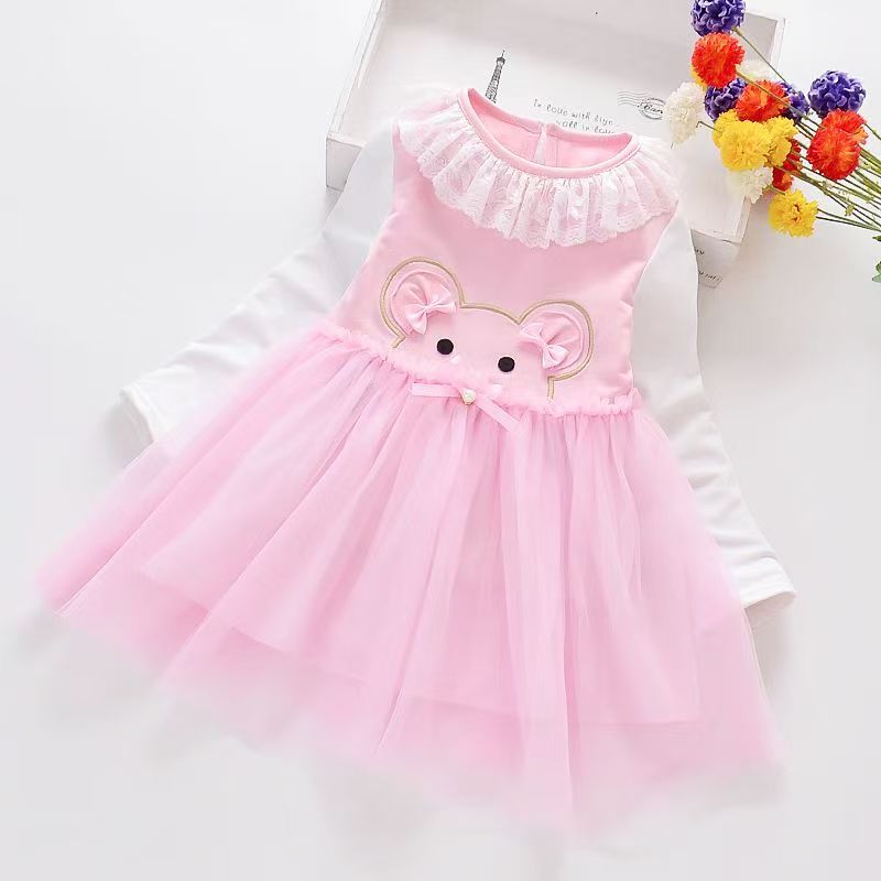 D-baby Christmas dress Children's clothing baby princess dress Girls bow lace kids birthday Party dress