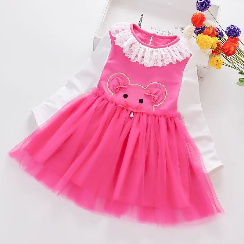 D-baby Christmas dress Children's clothing baby princess dress Girls bow lace kids birthday Party dress