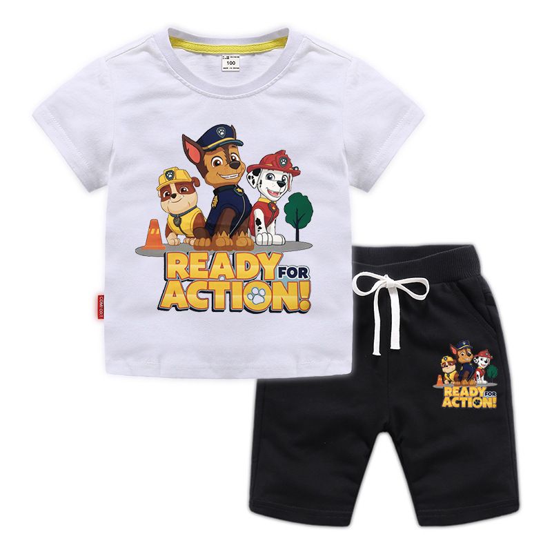 D-baby 2 Pcs 0-12y Boys Clothes Set Cartoon T-shirt and Shorts Cotton Kids Summer Wear