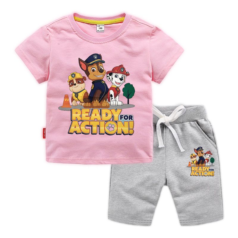 D-baby 2 Pcs 0-12y Boys Clothes Set Cartoon T-shirt and Shorts Cotton Kids Summer Wear