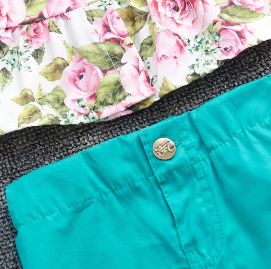 D-baby Toddler Kids Baby Girls Sling Buttons Ruffle Flower Tops+Shorts Set Outfits Clothes 2PCS