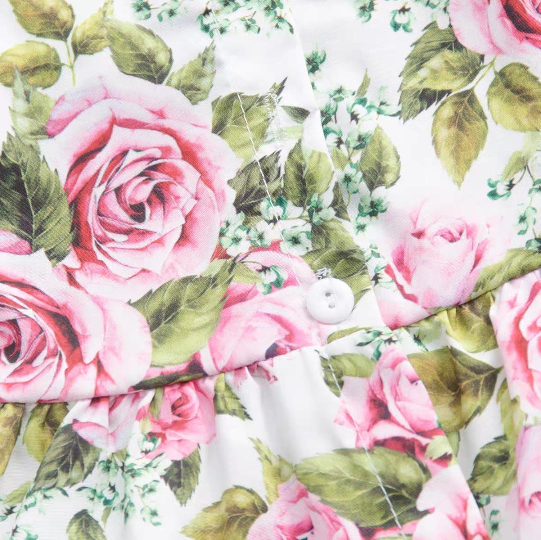 D-baby Toddler Kids Baby Girls Sling Buttons Ruffle Flower Tops+Shorts Set Outfits Clothes 2PCS