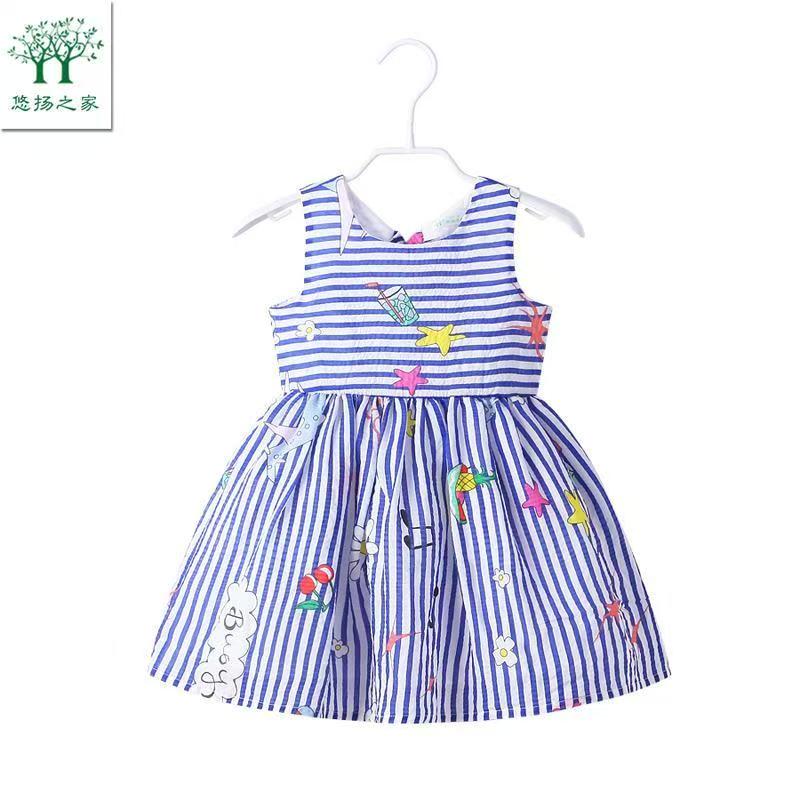 D-Baby 0-4.5Y Striped Girls Dresses Princess Dress For Birthday Party Girl Summer Dress