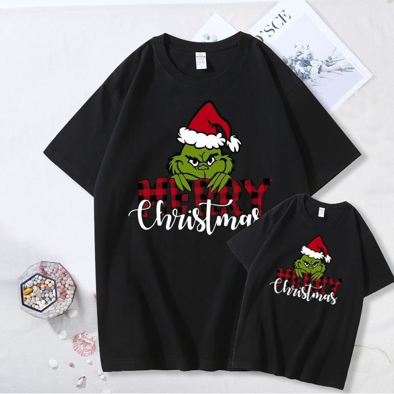 D-baby New 2024 Christmas Family T-shirt (mom / dad /kid/boy/girl) Christmas Print, Family Cotton Top