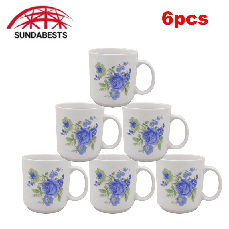 Sundabests 6pcs High Quality Tea Milk Coffee Ceramic Cups Mugs CERAMIC MUG Kitchen & Dining room appliances blue and white porcelain Special (311011382)