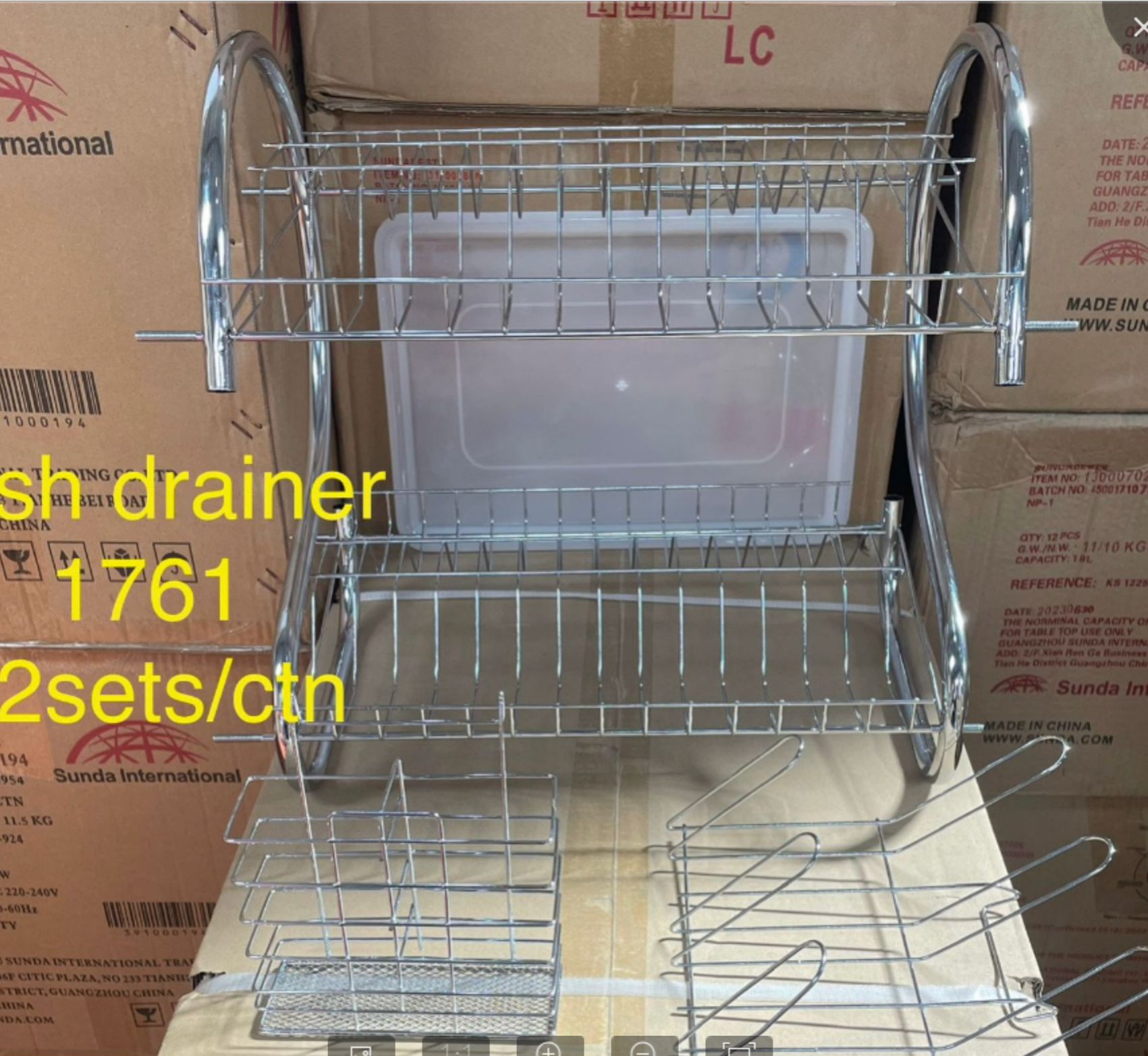 Sundabest 2-Layer Stainless Steel Dish Rack Kitchen Utensils Organizer （341001761）