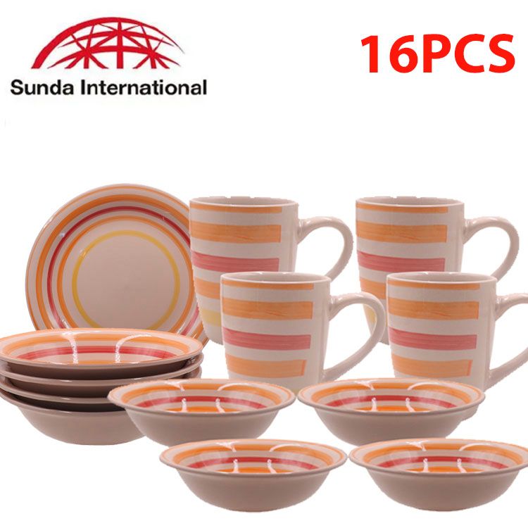 16pcs plates saucers cups and bowls set combination multifunctional set Plates Dinnerware  Dining  Entertaining Kitchen Dining（311003053）