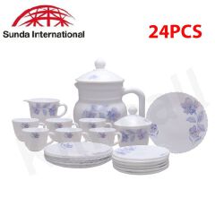 Sundabests 24 pcs Grey Dinner Set plates plate 24PCS Dinner Set  handpaint  （311016362）Plates