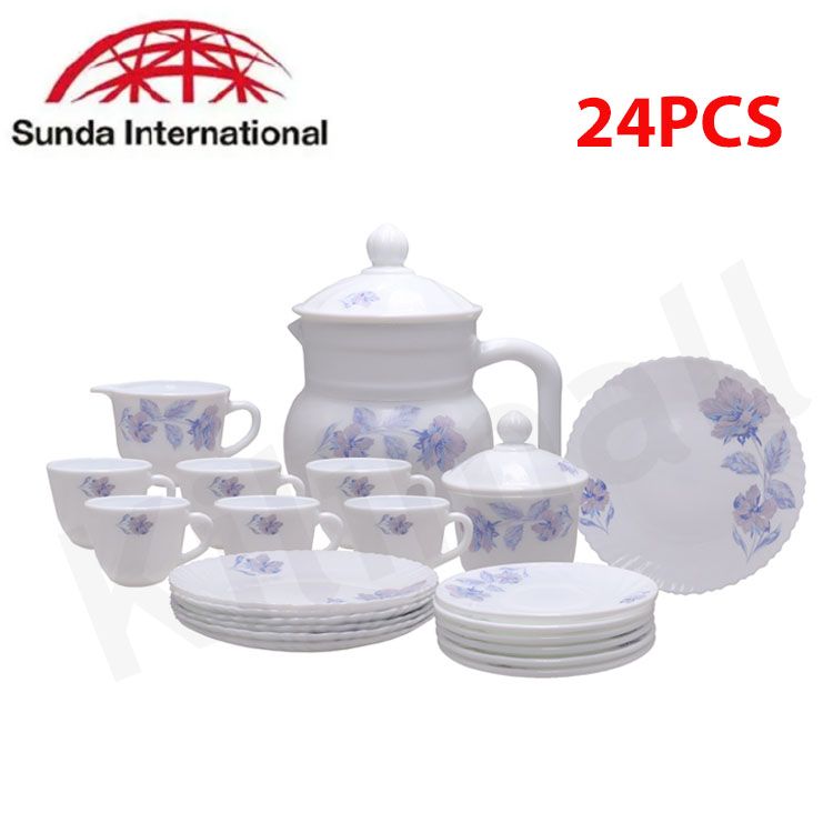 Sundabests 24 pcs Grey Dinner Set plates plate 24PCS Dinner Set  handpaint  （311016362）Plates