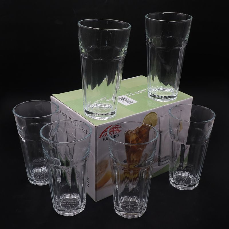 Sundabests 6pcs Cups High Quality Spiral Glass Glassware Cup Glass cup, light cup, high white material, high octagonal cup(311000026)