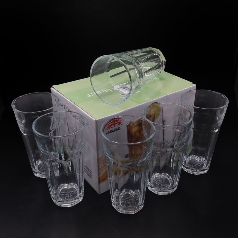 Sundabests 6pcs Cups High Quality Spiral Glass Glassware Cup Glass cup, light cup, high white material, high octagonal cup(311000026)
