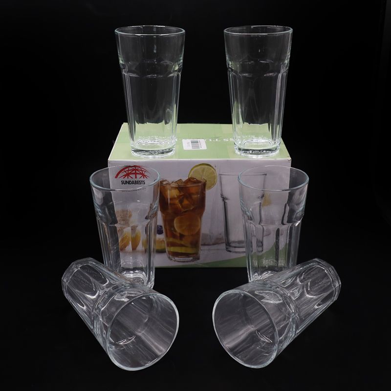 Sundabests 6pcs Cups High Quality Spiral Glass Glassware Cup Glass cup, light cup, high white material, high octagonal cup(311000026)
