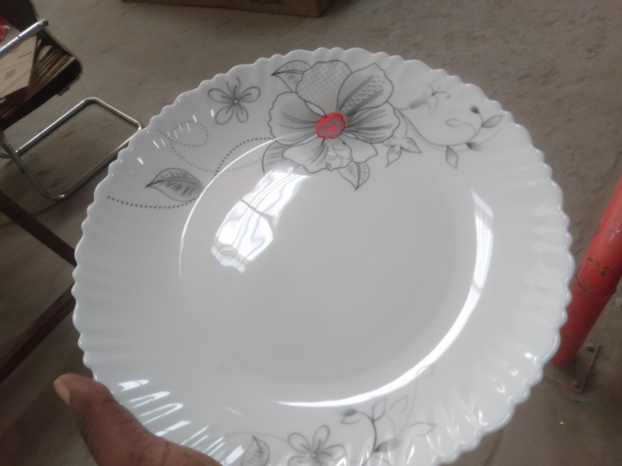 Sundabests 10.5 INCHES GLASS PLATE NOODLE BOWL(130017861,311005974)   Kitchen  Dining room appliances White jade glass plate  White as picture