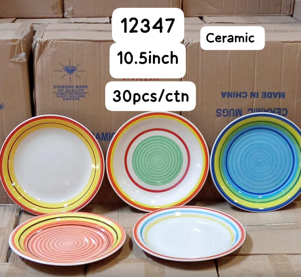 Sundabests 6 PCS 10.5 INCHES GLASS PLATE NOODLE BOWL(130017861,311005974)   Kitchen  Dining room appliances White jade glass plate  White as picture