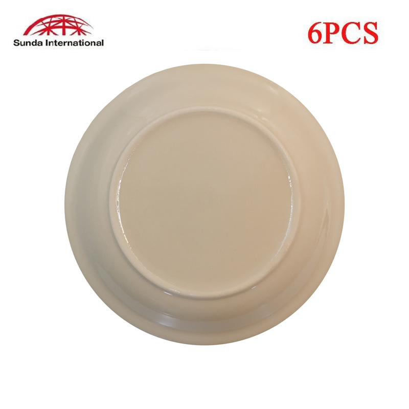 Sundabests 6 PCS 10.5 INCHES GLASS PLATE NOODLE BOWL(130017861,311005974)   Kitchen  Dining room appliances White jade glass plate  White as picture