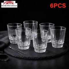 Sundabests 6pcs Glass Cups High Quality Round Glass Glassware(311000298) Clear Drink Cups Durable Tableware for Home Bar Party Daily Beverage Use