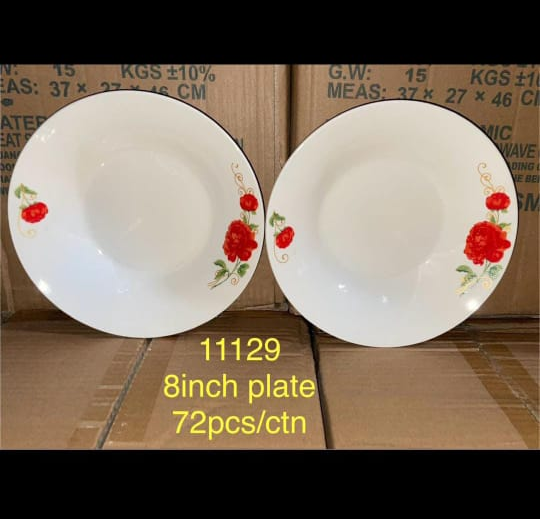 Sundabests High Quality 12 Piece 8 inch Classique Dinner Dish Plates Ceramic Dinner Plate