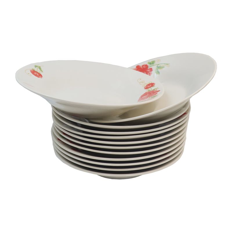 Sundabests High Quality 12 Piece 8 inch Classique Dinner Dish Plates Ceramic Dinner Plate