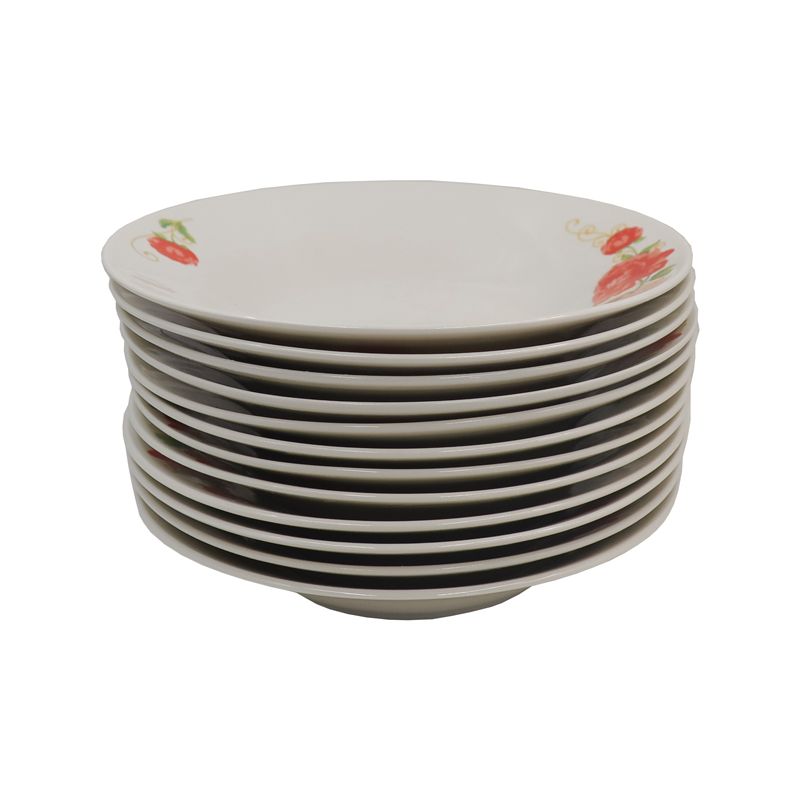 Sundabests High Quality 12 Piece 8 inch Classique Dinner Dish Plates Ceramic Dinner Plate