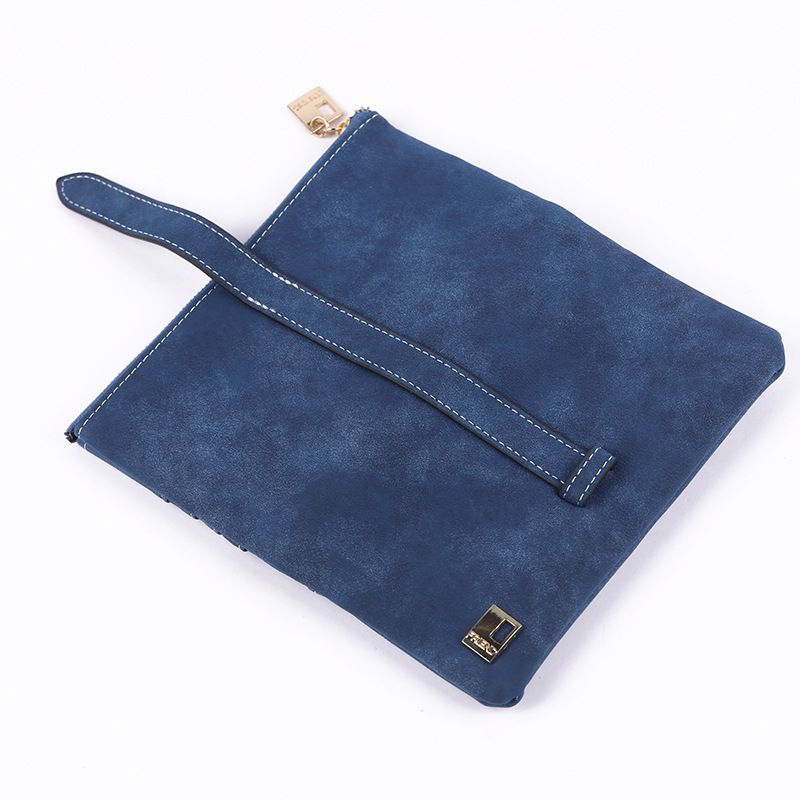 New Women Long Purse Clutch Bag Frosted Drawstring Nubuck Leather Zipper Wallet Multi-card Purse for Women