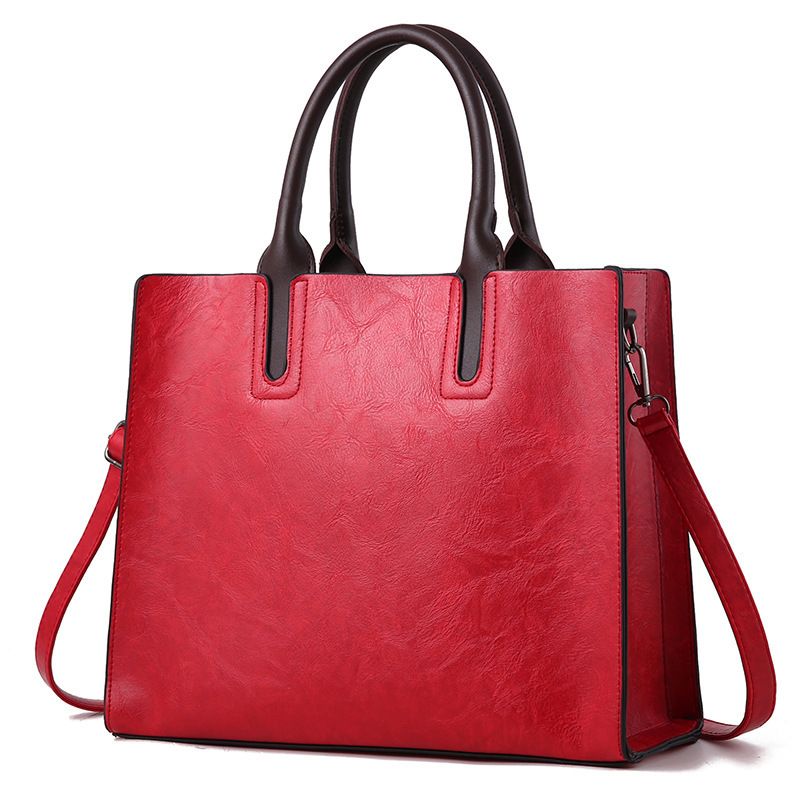 Women Classic Handbag Lady PU Leather Double Strap Shoulder Bag Large Capacity Vintage Tote Bag