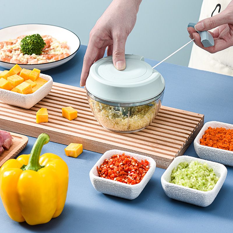 Small Manual Food Processor Meat Vegetable Chopper Portable Hand Pull String Garlic Mincer Onion Garlic Cutter