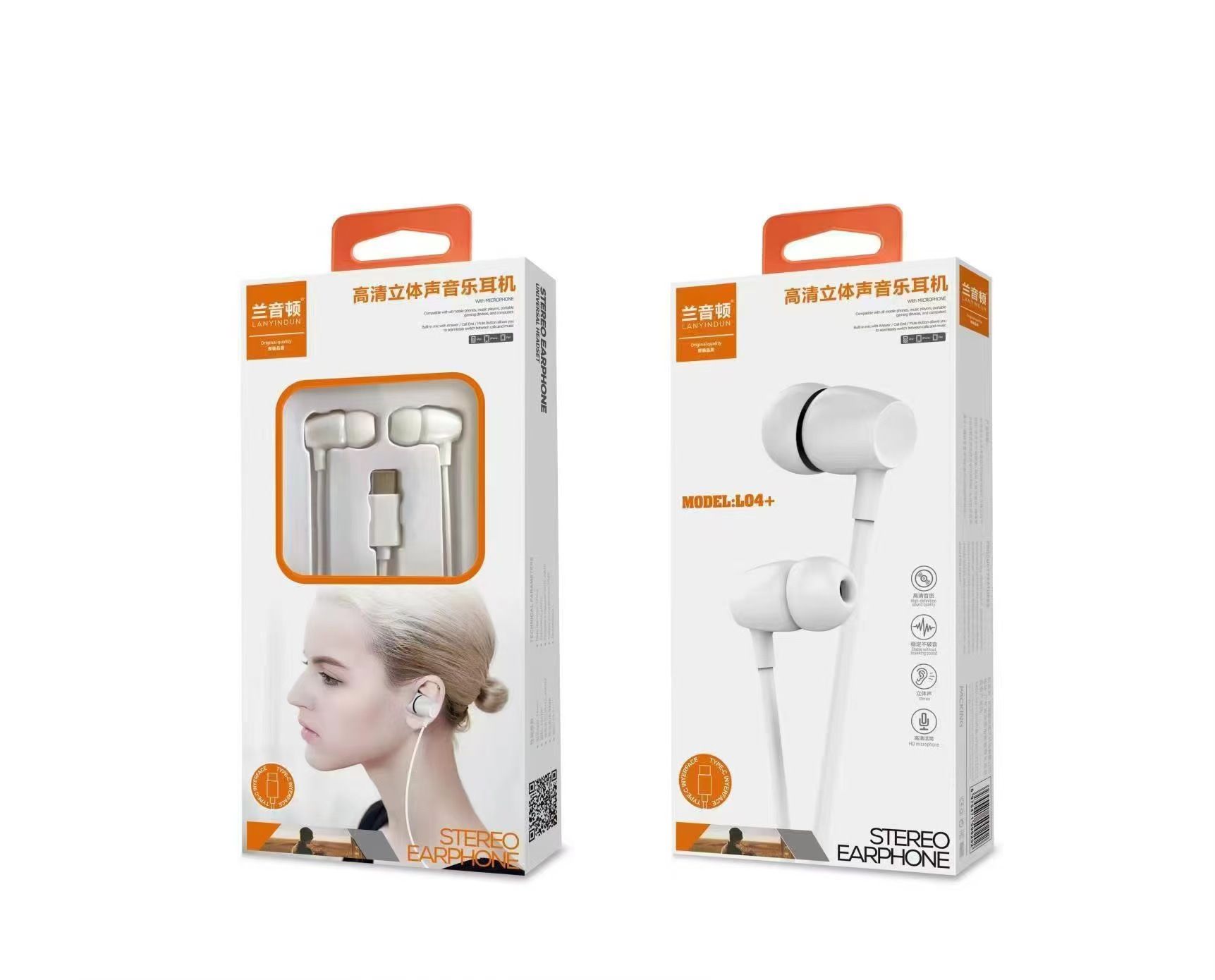 Type-C 3.5mm Jack Wired Earphones In-line Control In Ear Half In Ear Earbuds 3D Surround In-ear Stereo Headphones with Microphone Volume Control For OPPO Huawei Vivo Android Devices