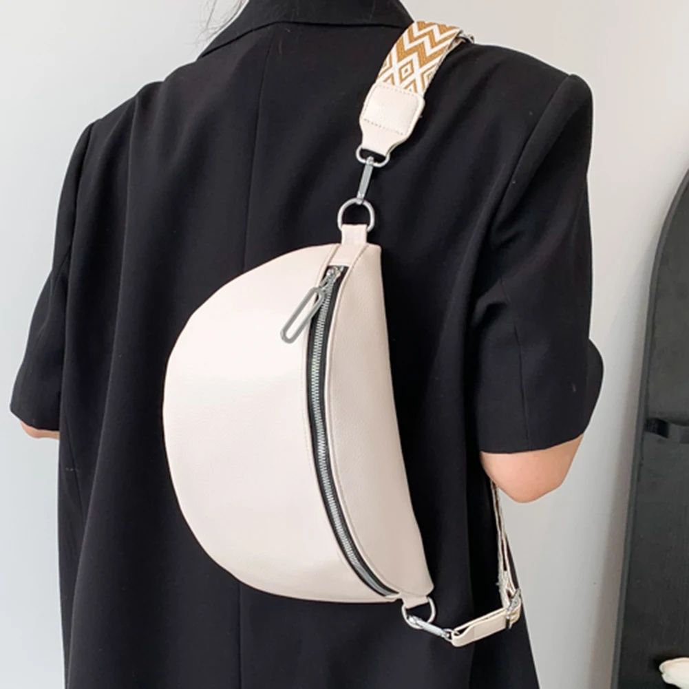 Soft PU Leather Women's Chest Bag Korean Fashion Trend Versatile Waist Packs Large Capacity Half-moon Crossbody Bag Fanny Pack
