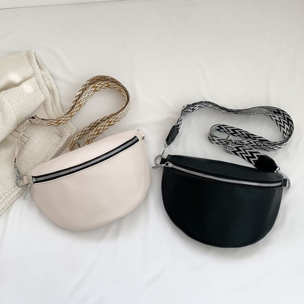 Soft PU Leather Women's Chest Bag Korean Fashion Trend Versatile Waist Packs Large Capacity Half-moon Crossbody Bag Fanny Pack