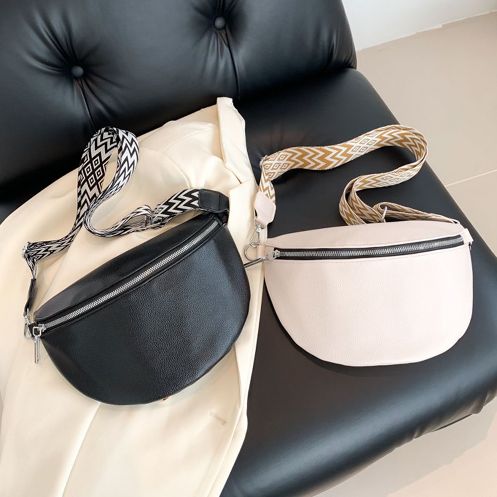 Soft PU Leather Women's Chest Bag Korean Fashion Trend Versatile Waist Packs Large Capacity Half-moon Crossbody Bag Fanny Pack