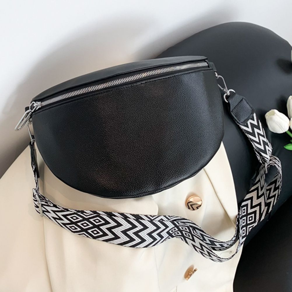 Soft PU Leather Women's Chest Bag Korean Fashion Trend Versatile Waist Packs Large Capacity Half-moon Crossbody Bag Fanny Pack