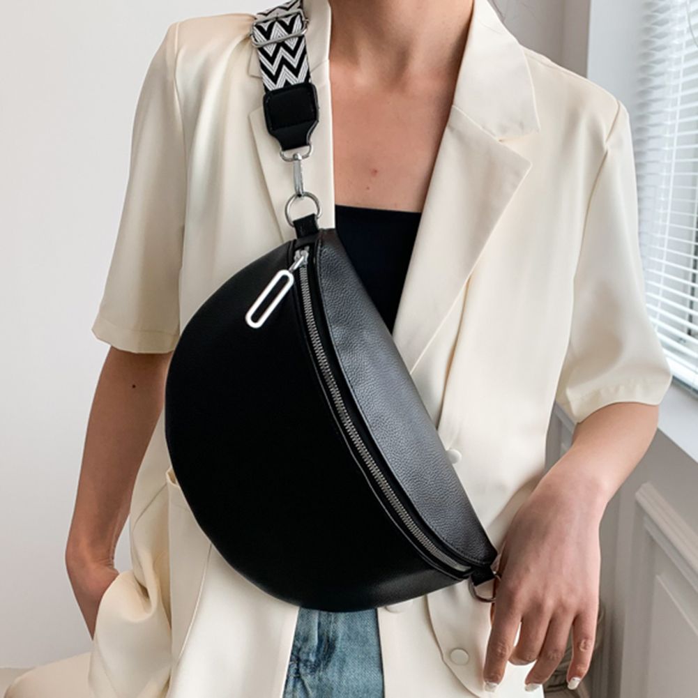 Soft PU Leather Women's Chest Bag Korean Fashion Trend Versatile Waist Packs Large Capacity Half-moon Crossbody Bag Fanny Pack